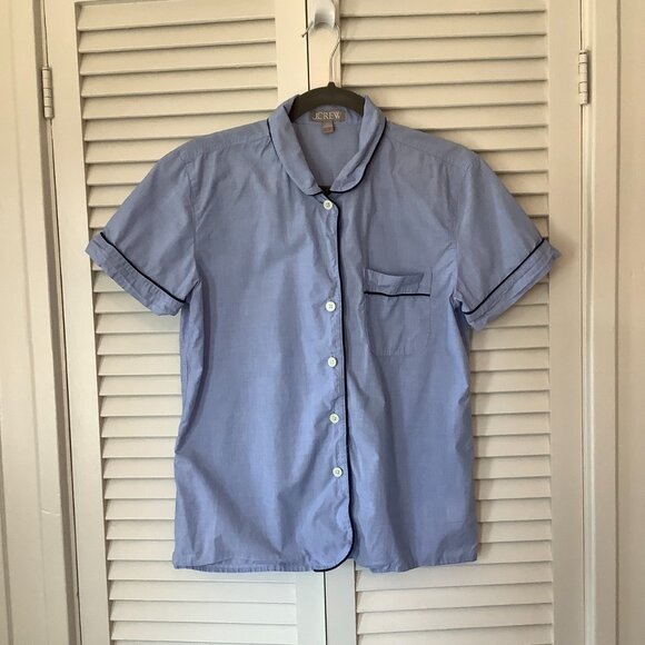 J. Crew women's pajama set XS blue short sleeve shirt pants 100% cotton - Picture 11 of 16